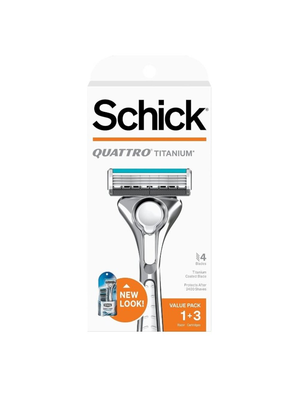 2 Pack Schick Quattro Titanium Razor + 3 Refill Blades Each NEW